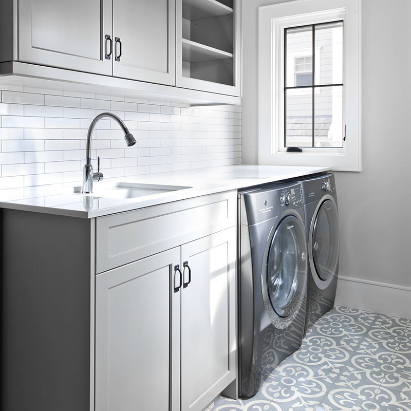 Lavabo Açık Gri Shaker Modern Banyo Vanity ile Özel Çamaşır Odası Depolama Dolabı