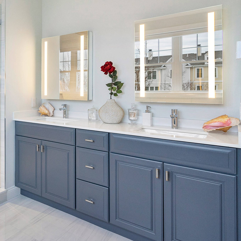 Klasik Çok Renkli Lake Ayna Beyaz Mavi Banyo Dolap Dolabı