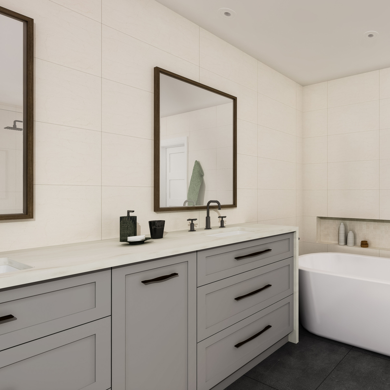 Ahşap Zemin Üstü Lake Banyo Vanity Üniteleri Açık Gri Shaker 72 İnç Çift Ayna