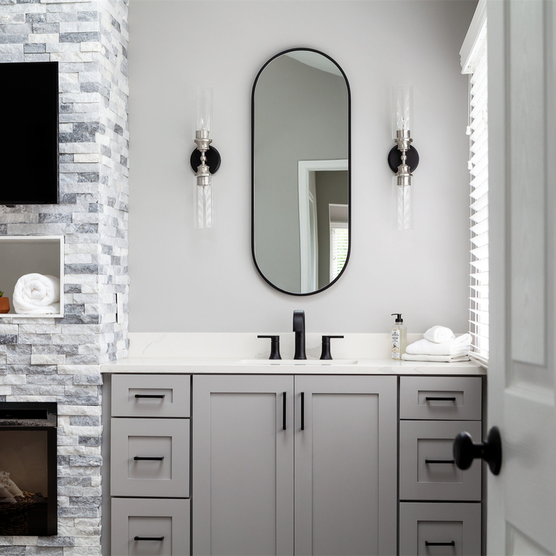 Lüks Nötr Gri Shaker Stil Lake Banyo Vanity Üniteleri 2 Kapılı 6 Çekmeceli Combo
