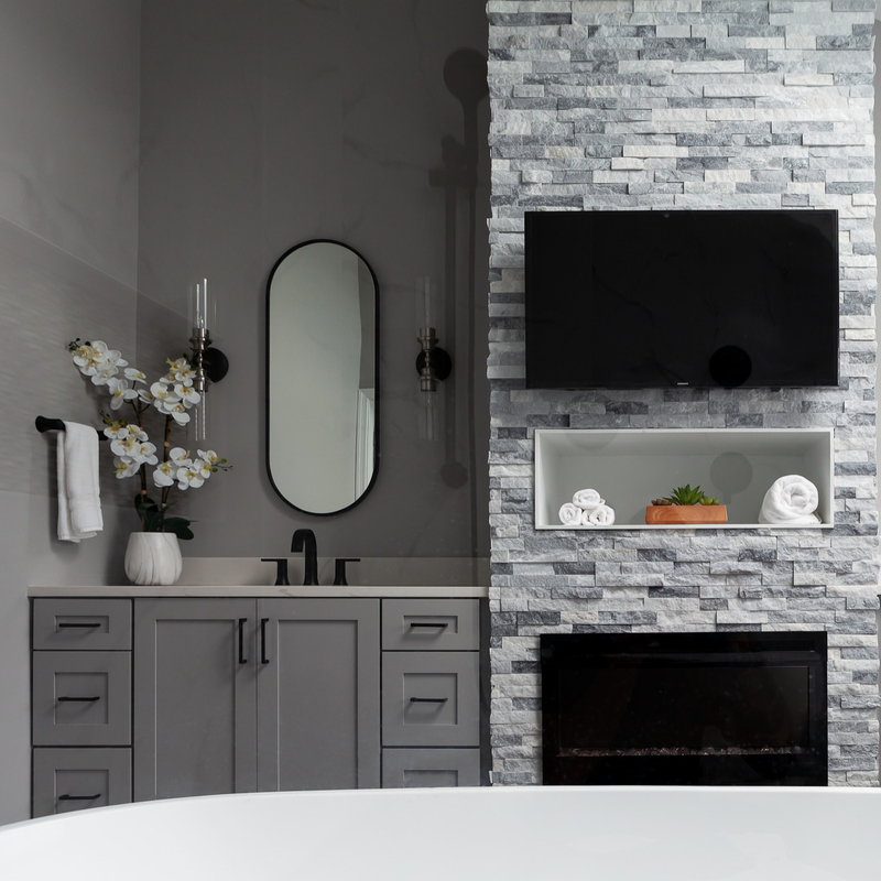 Lüks Nötr Gri Shaker Stil Lake Banyo Vanity Üniteleri 2 Kapılı 6 Çekmeceli Combo