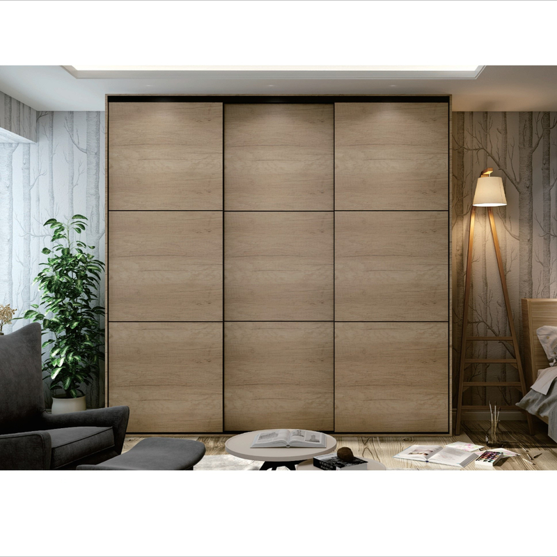 Modern Ev Yatak Odası Gardırop Dolap Ahşap Tahıl Ahşap Kaplama Dresser ile Sürgülü Kapı Dolabı