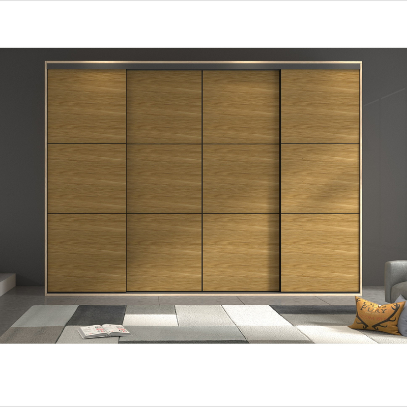 Modern Ev Yatak Odası Gardırop Dolap Ahşap Tahıl Ahşap Kaplama Dresser ile Sürgülü Kapı Dolabı