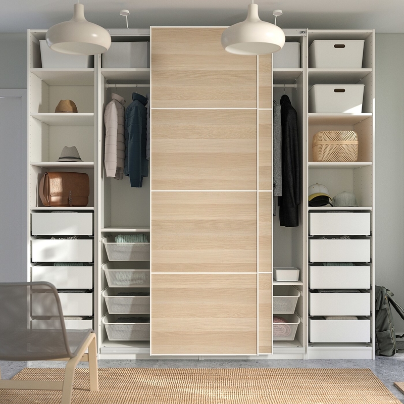 Melamin Sürgülü Kapı Dolap Modern Modüler Lake Yatak Odası Duvar Gardırop Ahşap Tahıl Düz