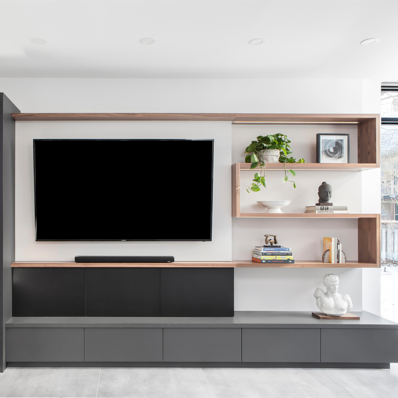 Depolama Çekmeceli Dayanıklı MFC Minimalist Koyu Gri Lake TV Dolabı