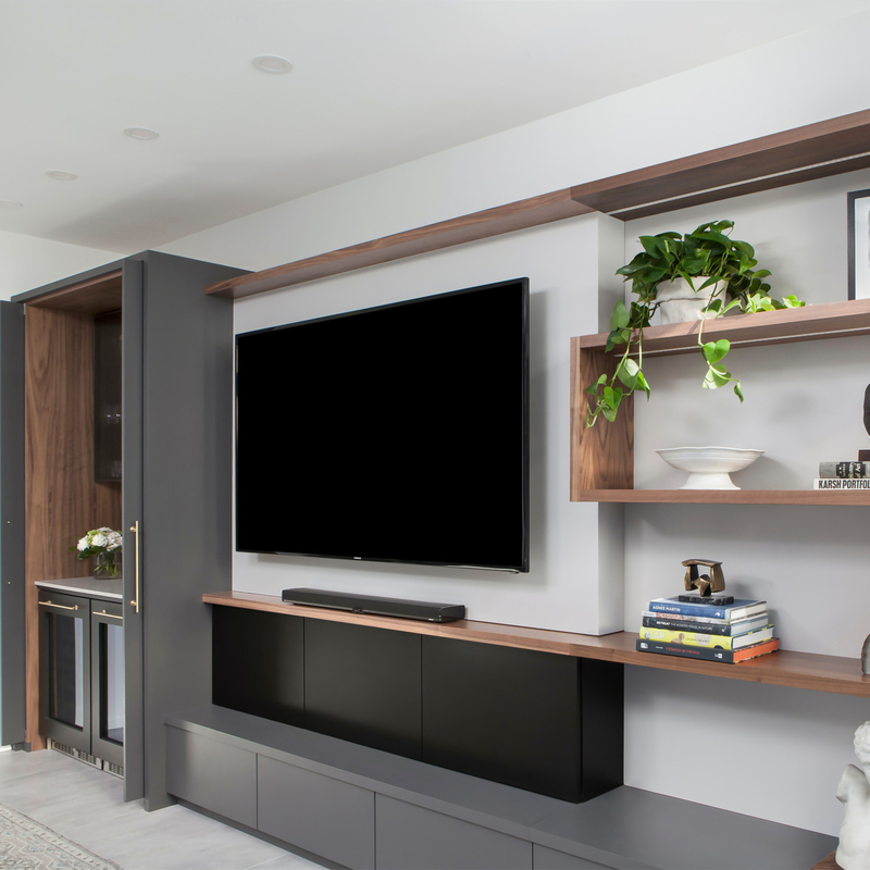 Depolama Çekmeceli Dayanıklı MFC Minimalist Koyu Gri Lake TV Dolabı