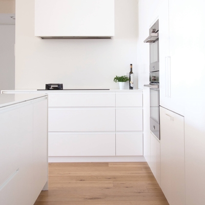 Modular Flat Pack White Matt Lacquer Kitchen Cabinet Furniture Design With Island